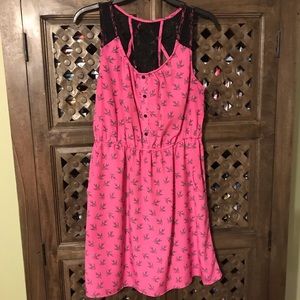 Pink Dress with Birds